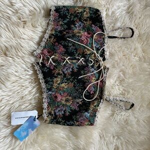 Cider Multicolor Floral Lace-Up Top